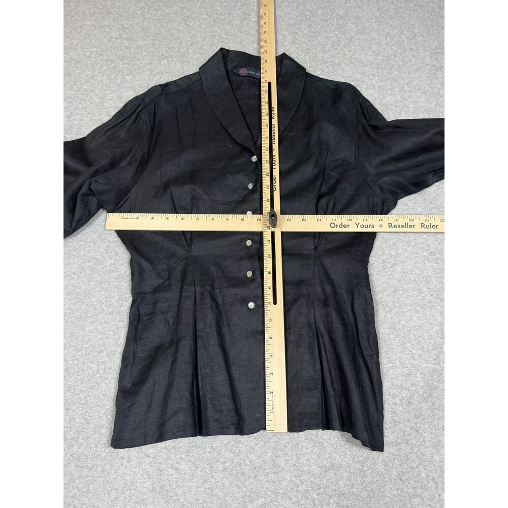 Kenneth Gordon Womens Size 8 Irish Linen Black Button Up - Picture 4 of 14